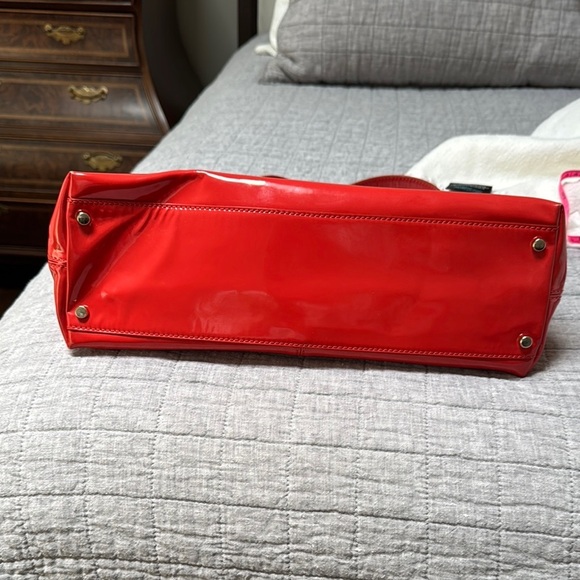 Vintage Kate Spade Orange and Gold Shoulder Bag with Glossy Finish - Picture 11 of 16